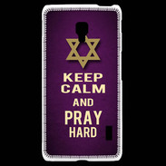Coque LG F6 Keep Calm and Pray jewish Violet