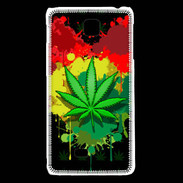 Coque LG F5 Feuille de cannabis et cœur Rasta