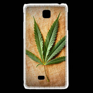 Coque LG F5 Feuille de cannabis sur toile beige