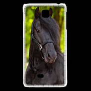 Coque LG F5 Portrait de cheval noir 10