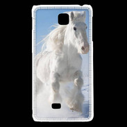 Coque LG F5 Cheval blanc dans la neige 2