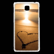 Coque LG F5 Coeur sur la plage avec couché de soleil