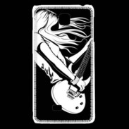 Coque LG F5 Musicienne guitare électrique en noir et blanc