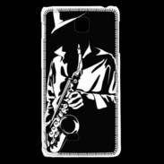 Coque LG F5 Saxophoniste en noir et blanc