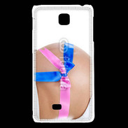 Coque LG F5 Femme enceinte avec ruban bleu et rose