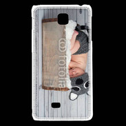 Coque LG F5 Bébé dormant avec chapeau tête de chat