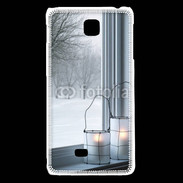 Coque LG F5 paysage hiver deux lanternes