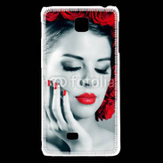 Coque LG F5 Vernis rouge et roses esthétisme