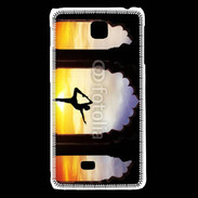Coque LG F5 Danseuse yoga temple couché de soleil