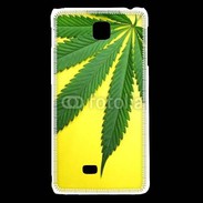 Coque LG F5 Feuille de cannabis sur fond jaune
