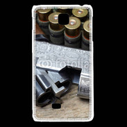 Coque LG F5 Vintage fusil et cartouche