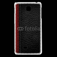 Coque LG F5 Effet cuir noir et rouge