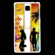 Coque LG F5 Surfer et fille sur la plage