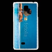 Coque LG F5 Femme sirotant un cocktail face à la mer