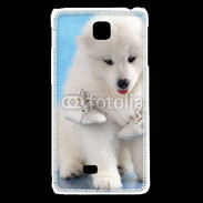 Coque LG F5 Chien blanc et paire de chaussons