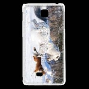 Coque LG F5 Cheval et chien dans la neige