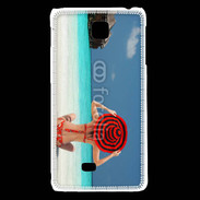 Coque LG F5 Femme assise sur la plage