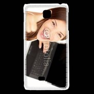 Coque LG F5 Femme souriante ordinateur