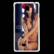 Coque LG F5 Charmante brune avec casquette rouge