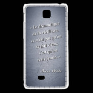 Coque LG F5 Dramatique vieillesse Bleu Citation Oscar Wilde