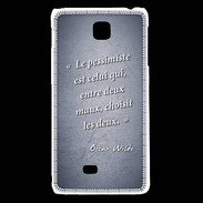 Coque LG F5 Pessimiste Bleu Citation Oscar Wilde