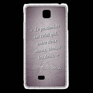 Coque LG F5 Pessimiste Violet Citation Oscar Wilde