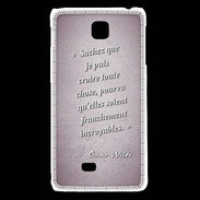 Coque LG F5 Croire Rose Citation Oscar Wilde
