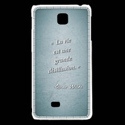 Coque LG F5 Désillusion vie Turquoise Citation Oscar Wilde