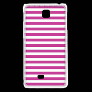 Coque LG F5 rayures blanches et roses