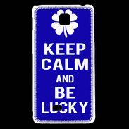 Coque LG F5 Keep Calm Be lucky Bleu