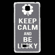 Coque LG F5 Keep Calm Be lucky Gris