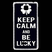 Coque LG F5 Keep Calm Be lucky Noir