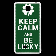 Coque LG F5 Keep Calm Be lucky Vert
