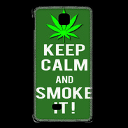 Coque LG F5 Keep Calm Smoke it Kaki