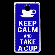 Coque LG F5 Keep Calm Take a cup Bleu