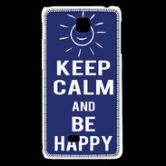 Coque LG F5 Keep Calm Be Happy Bleu