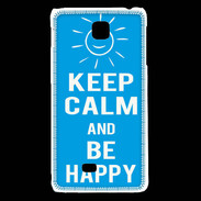 Coque LG F5 Keep Calm Be Happy Cyan