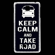 Coque LG F5 Keep Calm Take Road Noir
