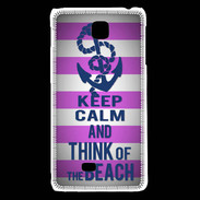 Coque LG F5 Keep Calm and Think Beach Rose