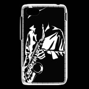 Coque Blackberry Q5 Saxophoniste en noir et blanc