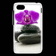 Coque Blackberry Q5 Orchidée violette sur galet noir