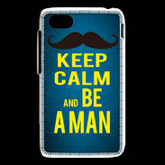 Coque Blackberry Q5 Keep Calm Be a Man Bleu