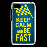 Coque Blackberry Q5 Keep Calm and Be Fast Bleu