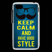 Coque Blackberry Q5 Keep Calm and Have a good Style Bleu