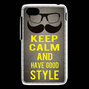 Coque Blackberry Q5 Keep Calm and Have a good Style Gris