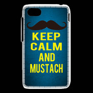 Coque Blackberry Q5 Keep Calm and Mustach Bleu