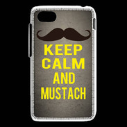 Coque Blackberry Q5 Keep Calm and Mustach Gris