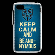 Coque Blackberry Q5 Keep Calm and Be Anonymous Bleu