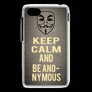Coque Blackberry Q5 Keep Calm and Be Anonymous Gris