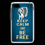 Coque Blackberry Q5 Keep Calm and Be Free Bleu